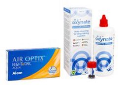 Alcon Air Optix Night & Day Aqua (6 šošoviek) + Oxynate Peroxide 380 ml s puzdrom