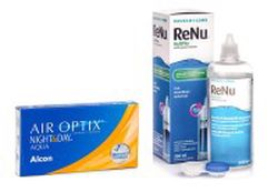 Alcon Air Optix Night & Day Aqua (6 šošoviek) + ReNu MultiPlus 360 ml s puzdrom