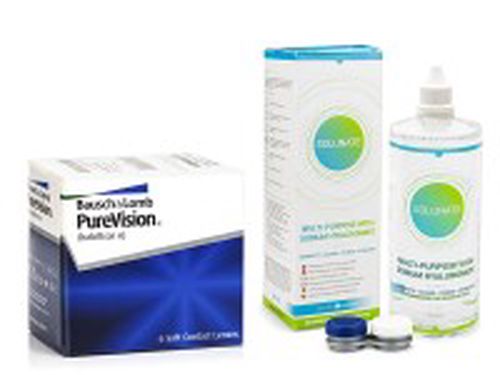 Bausch & Lomb PureVision (6 šošoviek) + Solunate Multi-Purpose 400 ml s puzdrom