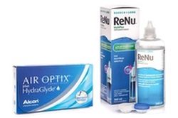 Alcon Air Optix Plus Hydraglyde (6 šošoviek) + ReNu MultiPlus 360 ml s puzdrom