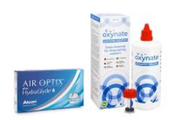 Alcon Air Optix Plus Hydraglyde (6 šošoviek) + Oxynate Peroxide 380 ml s puzdrom