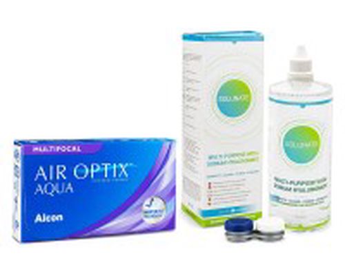 Alcon Air Optix Aqua Multifocal (6 šošoviek) + Solunate Multi-Purpose 400 ml s puzdrom