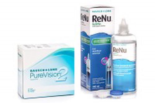 Bausch & Lomb PureVision 2 (6 šošoviek) + ReNu MultiPlus 360 ml s puzdrom