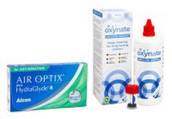 Alcon Air Optix Plus Hydraglyde for Astigmatism (3 šošovky) + Oxynate Peroxide 380 ml s puzdrom